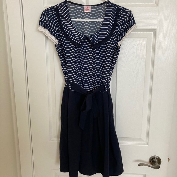 Navy Tie Front Dress - Picture 2 of 3